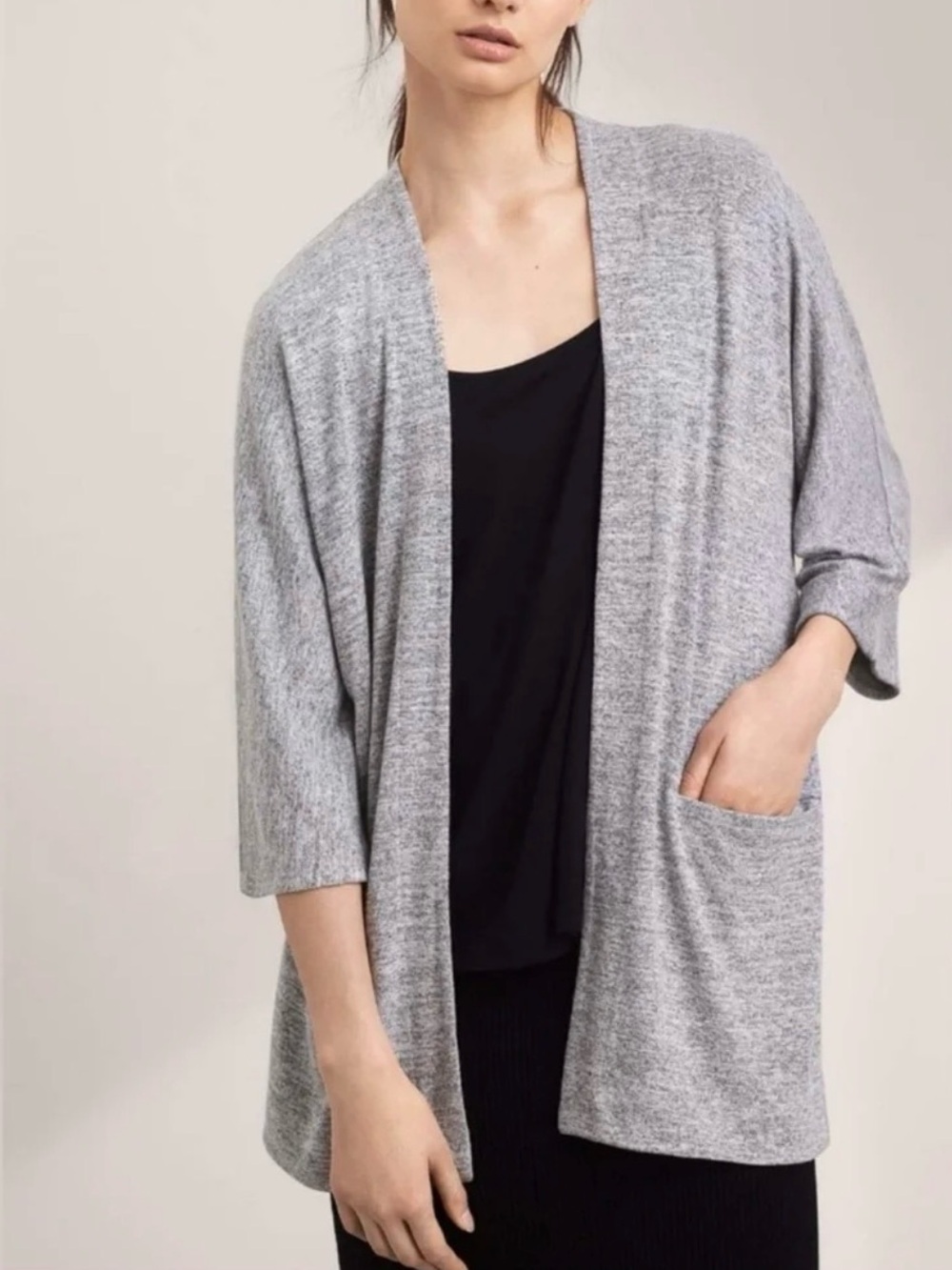 Wilfred Free Aritzia Zlata Cardigan Grey Open Front Knit Size Large